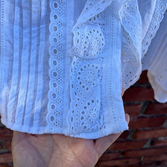 The Kooples Vintage Style White Lace Ruffled Long Sleeve Blouse Top NWT - Picture 4 of 9
